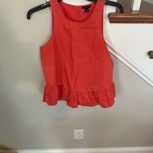 Women's Sleeveless Ruffle Hem Top - Coral